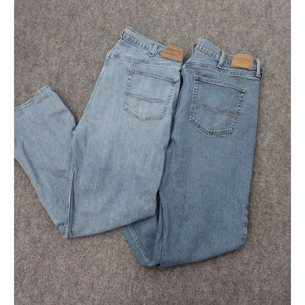 Lot 2 Levis Jeans Mens 40x32 Blue Denizen 218 Straight Relaxed Medium Wash